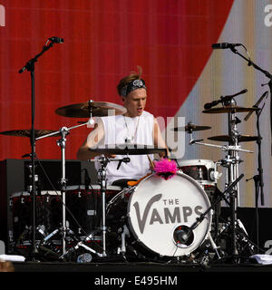London, UK, 06/07/2014 : The Vamps play British Summertime Hyde Park. Persons Pictured: Tristan Evans. Picture by Julie Edwards Stock Photo