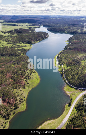 aerial view of Pactola lake in the black hills of South Dakota Stock Photo