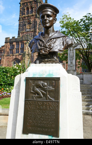 Statue Of Douglas Morris Harris A Wireless Operator St Peters Collegiate Church & Gardens Wolverhampton West Midlands UK Stock Photo