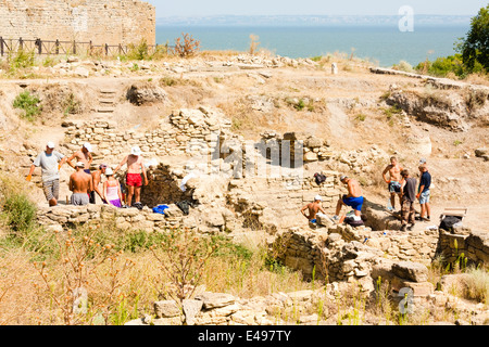 BELGOROD-DNIESTER, UKRAINE - AUG 07, 2013: Archaeological excavations in medieval fortress Akkerman Stock Photo