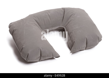 Grey inflatable travel neck pillow Stock Photo