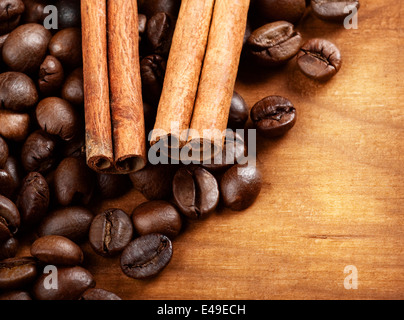Coffee Beans over Wood Background Stock Photo