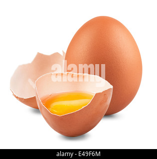 Broken egg isolated on white background Stock Photo