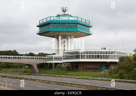 Forton Tower (Lancaster Services) on the M6 Motorway, Lancashire, also known as the 'Pennine Tower' Stock Photo