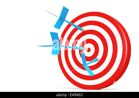 One darts accurate  in the target Stock Photo