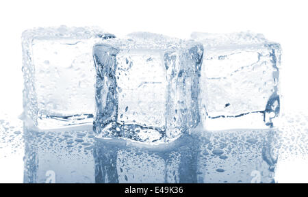 Three ice cubes on white background. Clipping pats Stock Photo - Alamy