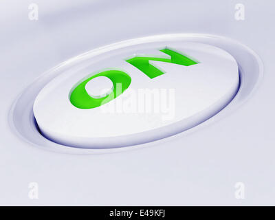 white plastic button with a green sign Stock Photo