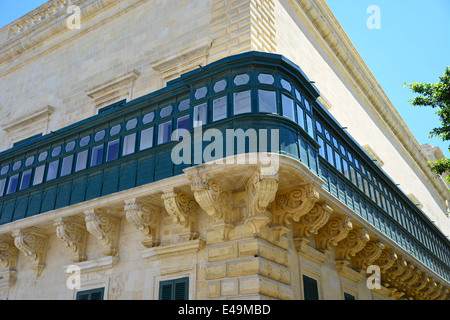 Gallarija balcony, The Grandmaster's Palace, Valletta (Il-Belt Valletta), Southern Harbour District, Malta Xlokk Region, Malta Stock Photo