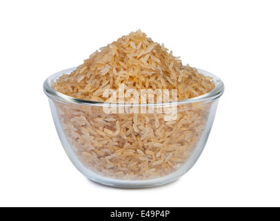 Brown rice in a bowl. Stock Photo