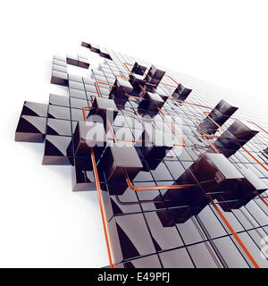 Abstract background from black metal cubes Stock Photo