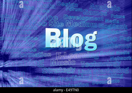 Blog concept in blue virtual space Stock Photo