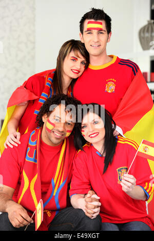 Group of Spanish supporters Stock Photo