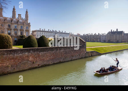 A view of Kings College from the Backs with punting in the foreground, Cambridge, Cambridgeshire, England, United Kingdom Stock Photo
