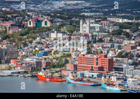 St. Johns Harbour and downtown area, St. John's, Newfoundland, Canada, North America Stock Photo
