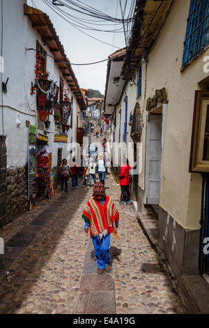 Street scene in San Blas neighborhood, Cuzco, Peru, South America Stock Photo