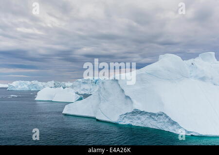 Huge icebergs calved from the Ilulissat Glacier, UNESCO World Heritage Site, Ilulissat, Greenland, Polar Regions Stock Photo