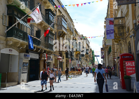 Pedestrianised Republic Street, Valletta (Il-Belt Valletta), Southern Harbour District, Malta Xlokk Region, Republic of Malta Stock Photo