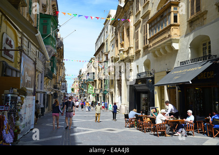 Pedestrianised Republic Street, Valletta (Il-Belt Valletta), Southern Harbour District, Malta Xlokk Region, Republic of Malta Stock Photo