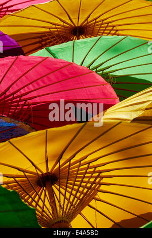 Umbrellas at Borsang Handicraft Village, Chiang Mai, Thailand, Southeast Asia, Asia Stock Photo