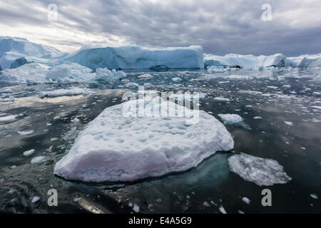 Huge icebergs calved from the Ilulissat Glacier, UNESCO World Heritage Site, Ilulissat, Greenland, Polar Regions Stock Photo