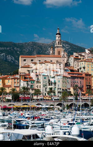 St. Michel church and the old town of Menton, Provence-Alpes-Cote d'Azur, French Riviera, France, Mediterranean, Europe Stock Photo