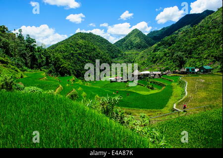 Bangaan in the rice terraces of Banaue, UNESCO World Heritage Site, Northern Luzon, Philippines, Southeast Asia, Asia Stock Photo