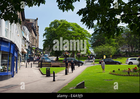 People walking around Montpellier Parade and park in summer Harrogate town centre North Yorkshire England UK United Kingdom GB Great Britain Stock Photo