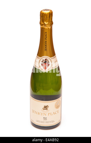 Bottle of Jenkyn Place 2009, English sparkling wine or champagne isolated on a white studio background