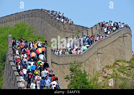 crowd of tourists on The Great Wall  Badaling  China Stock Photo