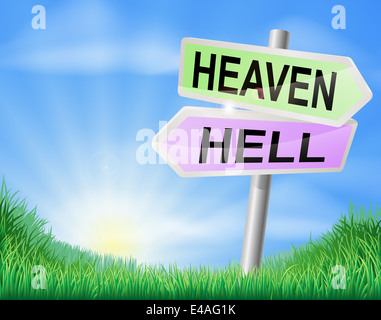 Heaven or hell sign concept with a choice to make Stock Photo