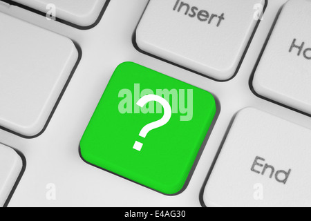 Green question button on the keyboard Stock Photo