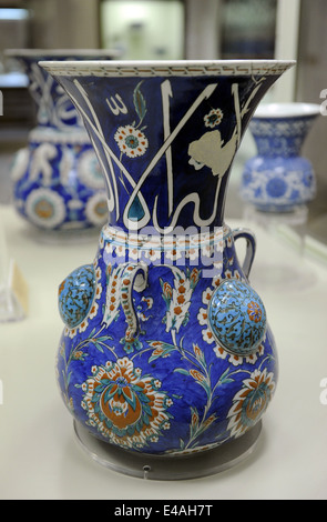 Polychrome mosque lamp. Glazed. From Sokollu Mehmed Pasha Mosquee, 1570-1575. Kadirga. Tiled Kiosk Museum. Istanbul. Turkey. Stock Photo