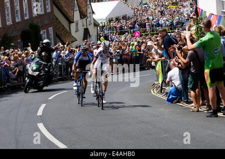 Finchingfield, Essex, UK. 07th July, 2014. The Tour de France stage from Cambridge to London runs through the picturesque Essex village of Finchingfield. Credit:  William Edwards/Alamy Live News Stock Photo