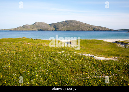 Island of Sandray from Vatersay Isle of Barra, Outer Hebrides, Scotland Stock Photo