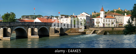 Portugal, The Ribatejo, Tomar, the old town and bridge over the river Nabao ( Nabão ) Stock Photo