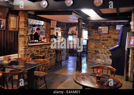 Interior of pub 'Trewern Arms' in Nevern, Pembrokeshire, Wales, UK Stock Photo