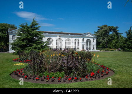 Flowerbed in front of Orangery restaurant, Kew Royal Botanic Gardens, London, UK Stock Photo