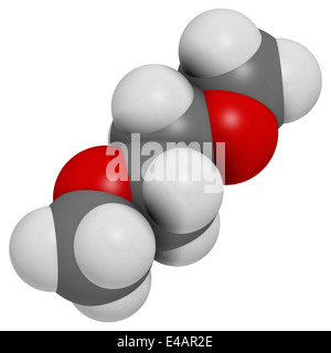 Dimethoxyethane (glyme, DME, dimethylene glycol) chemical solvent molecule. Stock Photo