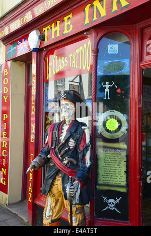 Tattoo & body piercing parlour, Northumberland Place, Teignmouth, Teignbridge District, Devon, England, United Kingdom Stock Photo