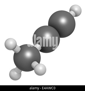 Methylacetylene (propyne) molecule. Used in welding gas and rocket fuel ...