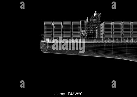 Container Ship Cargo 3D model body structure, wire model Stock Photo ...