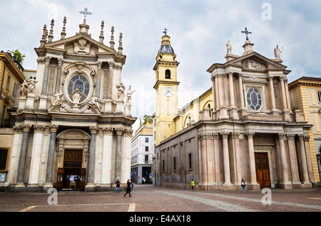 Churches of San Carlo and Santa Cristina, Piazza San Carlo, Turin, Italy. Stock Photo