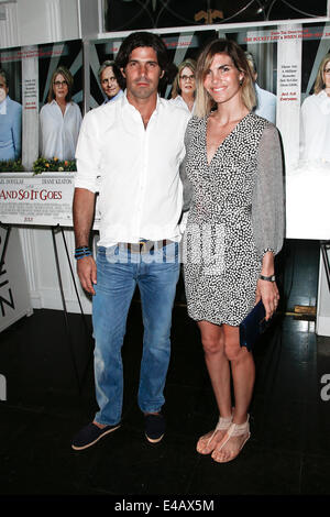 EAST HAMPTON, NEW YORK-JULY 6: Argentine polo player Nacho Figueras and wife Delfina Blaquier attend the premiere of 'And So It Goes' at Guild Hall on July 6, 2014 in East Hampton, New York. Stock Photo