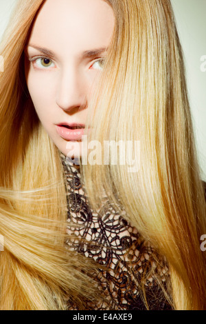 Beautiful woman with long, blonde hair Stock Photo