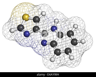 thiabendazole (tiabendazole) fungicidal and anti-parasite molecule. Used as food preservative and antihelmintic drug. Stock Photo