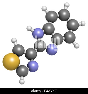 thiabendazole (tiabendazole) fungicidal and anti-parasite molecule. Used as food preservative and antihelmintic drug. Stock Photo