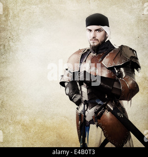 medieval knight in armor Stock Photo