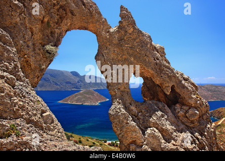 The 'Palace' one of the most impressive rocky formations and a famous climbing field at Kalymnos island, Dodecanese, Greece. Stock Photo