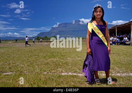 Bride of the school in the sporting week community Kamarata, Bolívar state. Venezuela Stock Photo