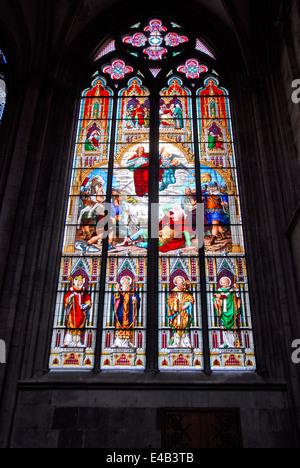 Stained glass windows in Cologne Cathedral in Cologne, Germany Stock Photo